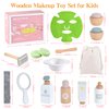 Ehome Wooden Makeup Toy Set for Toddler Pretend Play Skin Care Beauty Salon Set Wood Learning Toys, Play Spa Set with Face Mask Christmas Birthday Gifts for 3-8 Years Old, White