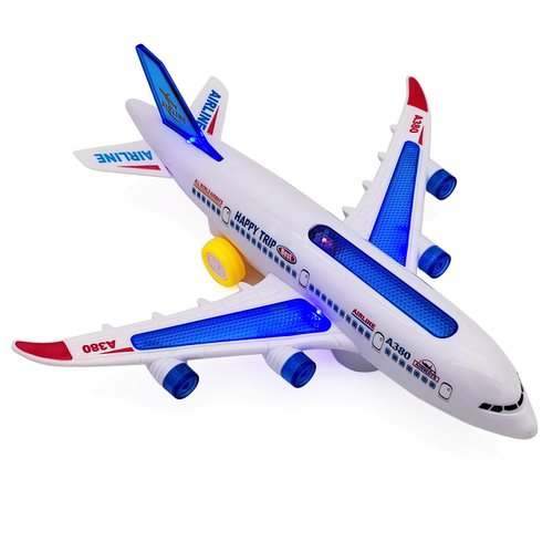 Tipmant Baby Toddler Electric Airplane Vehicle Car Toy Electronic Plane Aircraft, Automatic Driving, Music, Flash Light Kids Birthday Gifts