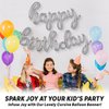 Silver Happy Birthday Balloons Banner | Script/Cursive Gold Letter Balloon Sign For Birthday Party Decor/Decoration | Foil Mylar Happy Birthday Banner (Silver)