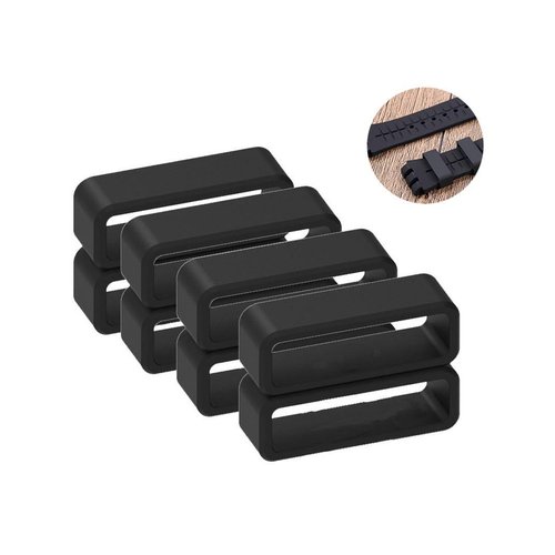 SYBL 8 Pack Rubber Watch Band Loop Silicone Watch Strap Loops Replacement 12mm 14mm 16mm 18mm 20mm 22mm 24mm 26mm Watch Strap Keeper Holder Ring(Black)