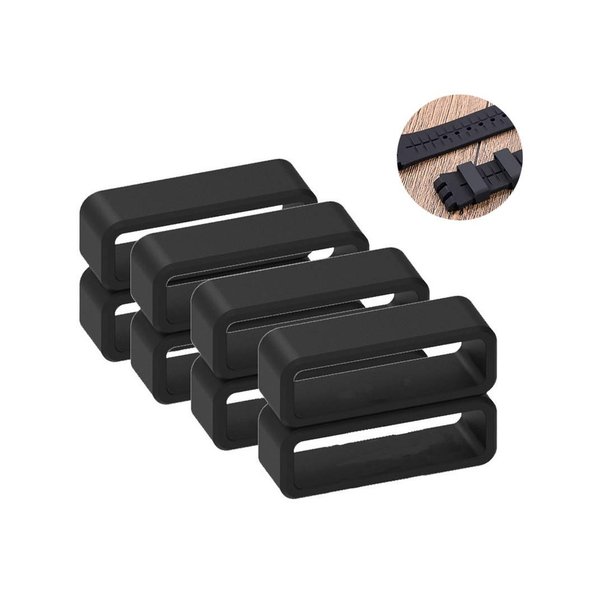SYBL 8 Pack Rubber Watch Band Loop Silicone Watch Strap Loops Replacement 12mm 14mm 16mm 18mm 20mm 22mm 24mm 26mm Watch Strap Keeper Holder Ring(Black)