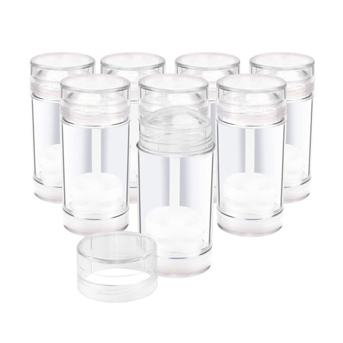 BOSMIOW 8 Packs Deodorant Containers 30ml/1oz Twist-up Deodorant Bottles Empty Plastic Bottom Filling Stick Deodorant Tube Refillable DIY Lip Blam Tubes