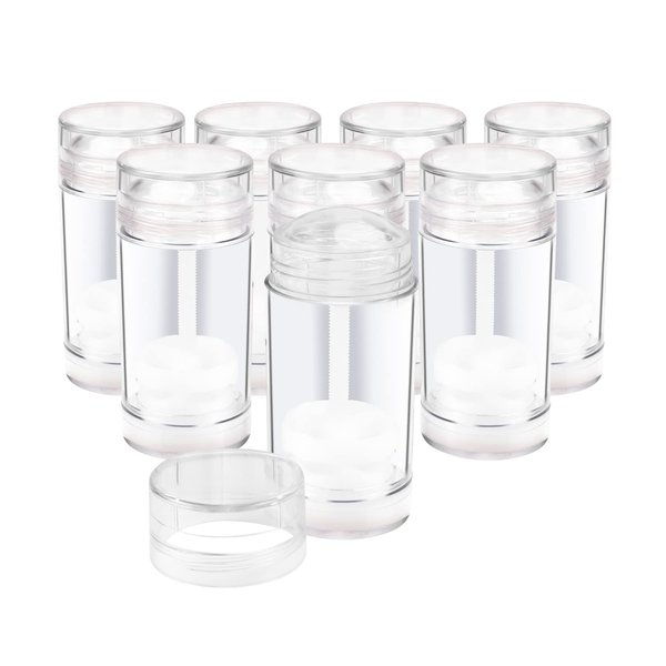BOSMIOW 8 Packs Deodorant Containers 30ml/1oz Twist-up Deodorant Bottles Empty Plastic Bottom Filling Stick Deodorant Tube Refillable DIY Lip Blam Tubes