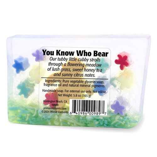 Primal Elements Glycerin Bar Soap | Helps All Skin Types, Sensitive, Oily & Dry Skin | NO PARABENS, VEGAN, GLUTEN FREE, 100% VEGETABLE BASE - (You Know Who Bear)