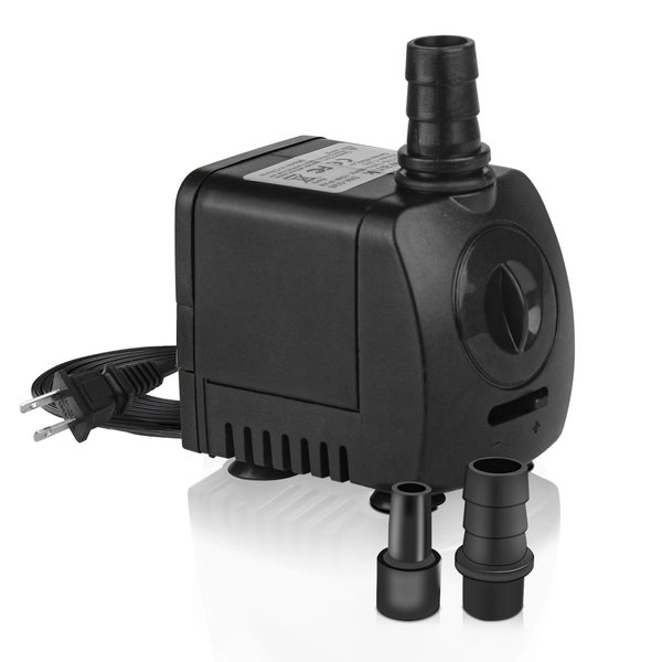 10W 160GPH Fountain Pump with 2 Nozzles for Small Ponds,Garden, Aquariums, Fish Tanks, Indoor Outdoor Fountains,Statuary, Hydroponics