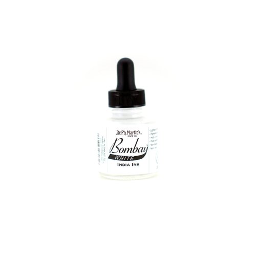 Dr. Ph. Martin's Bombay India Ink (8BY) Ink Bottle, 1.0 oz, White, 1 Bottle