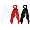 Hair Scarf Bow for Women Girls Thick Thin Fine Hair Accessories Silky Satin Ribbon Knotted Bow Hair Scrunchies Ties Elastic Bands (Black,White,Red)