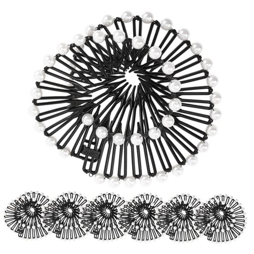 Beatifufu Hair Accessories, 6pcs Spring Comb Set for Women - Hairband, Flexible Circle Comb, Hair Fork Clip, Hair Jewels, Stretch Comb Headband, Plastic, Miss Elastic, South Korea