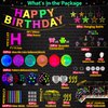 259 Pack Glow Party Supplies Glow Sticks Party Pack Glow Themed Party Hanging Decorations Birthday Party Decoration Tablecloth, Balloons, Sticks, Glasses and Headband for Kids Neon Party Decorations