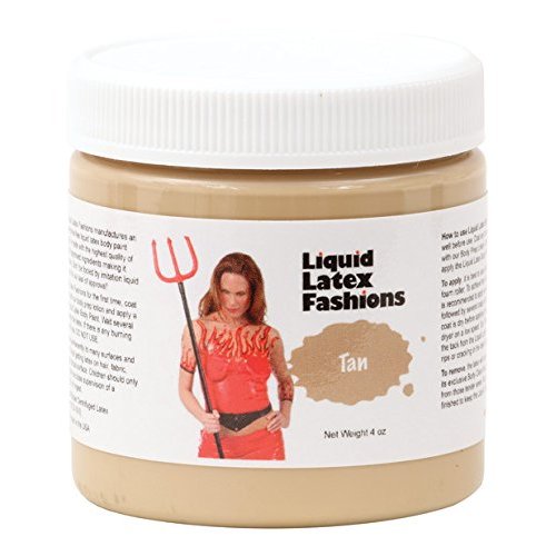 Tan 4 Oz - Liquid Latex Body Paint, Ammonia Free No Odor, Easy On and Off, Cosplay Makeup, Creates Professional Monster, Zombie Arts
