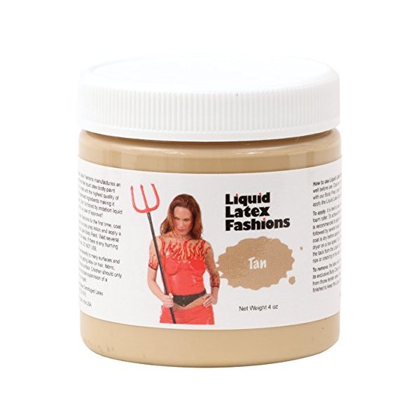 Tan 4 Oz - Liquid Latex Body Paint, Ammonia Free No Odor, Easy On and Off, Cosplay Makeup, Creates Professional Monster, Zombie Arts