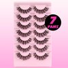 Veleasha Russian Strip Lashes Faux Mink Lashes Fluffy Eyelashes 7 Pairs 12-19mm Clear Band False Eyelashes Looks Like Eyelash Extensions D Curl Fake Eyelashes (DT01)