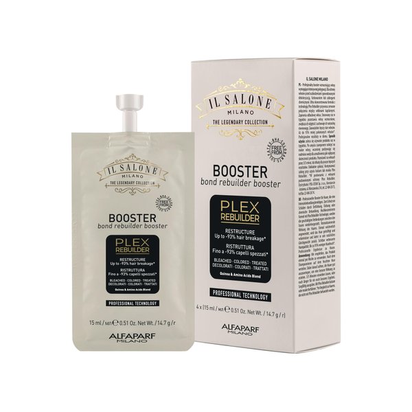 Il Salone Milano Plex Rebuilder Booster for Bleached, Colored Treated Hair - Bonding Hair Treatment for Enhanced Hair Color, Shine, and Softness - Repair Hair Care - 4 x (0.51 oz / 15 ml)