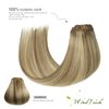 WindTouch Clip in Hair Extensions Human Hair Balayage Mixed Bleach Blonde 70g 22Inch #18P613 Remy Hair Extensions 7PCS