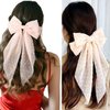 GOORAIFU Hair Bows for Women, 2pcs Beige Pink Hair Clips Girls, Hair Barrettes with Long Tail Chiffon Ribbons Cute Hair Accessories