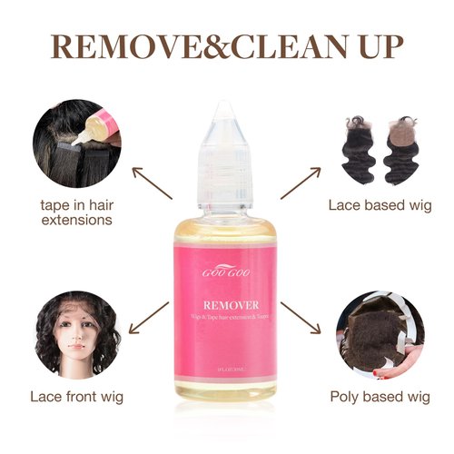 GOO GOO Tape in Extension Remover, Wig Glue Remover, Tape in Hair Extensions Adhesive Remover, Removes Hair Glue, Wig Tape, Double Sided Extension Tape, Fast Acting Hair Extensions Remover 30ml