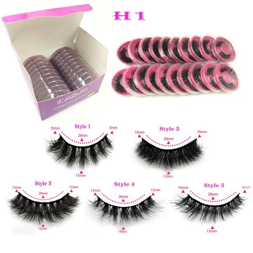 Ellazzle False Eyelashes 20 Pairs Mink Eyelashes Wispy Lashes 15mm Natural Looking Eyelashes(H1)