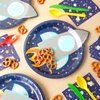 BLUE PANDA 48 Pack Rocket Ship Paper Plates for Kids Outer Space Birthday Party Supplies, Decorations (9 Inches)