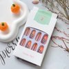 24Pcs Almond Halloween Press on Nails Medium Fake Nails Glossy Orange Halloween Acrylic Nails Full Cover Spider Web Glue on Halloween Nails Medium Stick on Nails for Women Halloween Day Manicure