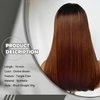 SOKU Ombre Brown Lace Front Wigs With Baby Hair Synthetic Straight Bob Wigs 16 Inch Medium Length Straight Heat Resistant Wigs For Daily Party Use