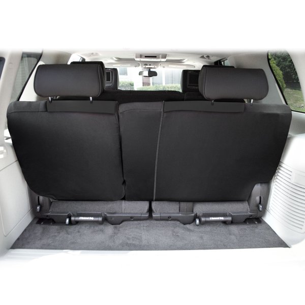 FH Group Car Seat Cover for Back Seat Cloth - Universal Fit Rear Seat Covers for Cars with Rear Split Bench, Car Seat Protector for Dogs and Kids, Car Interior Accessories for SUV, Sedan and Van Black