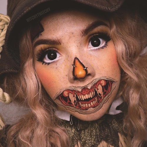 Boxkat 10 Sheets Halloween Horror Temporary Tattoo Stickers Horror Prank Mouth Lip Face Waterproof Fake Tattoos Stickers for Halloween Cosplay Makeup Party Decorations, Red