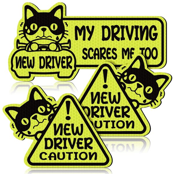 Set of 3 Reflective Student Driver Magnet for Car New Driver Sticker Please Be Patient Sign Keep Distance Sticker Decal Automotive Magnets Safety Sign Car Bumper Magnet Vehicle Sign (Funny Style)