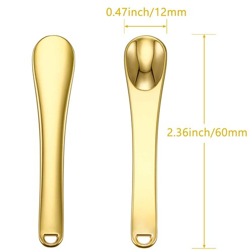 8 Pieces Skincare Spatula Metal Cosmetic Spatulas Makeup Applicator Mini Beauty Scoop Facial Cream Mask Spoon for Mixing and Sampling(Gold)