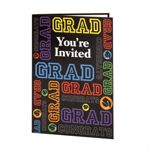 Unique Grad Party Invitations, 5.5" x 4", Multicolor