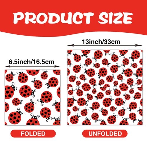 40Pcs Ladybug Decorations Paper Napkins Disposable Party Napkins Set Ladybug Paper Luncheon Napkins Ladybug Theme Party Supplies