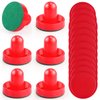 3 Sets 60mm Mini Air Hockey Pucks and Paddles Air Hockey Pushers Pucks Goal Handles Paddles Red Replacement Accessories for Game Tables (6 Strikers+12 Pucks)