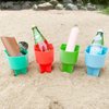 Home Queen Beach Cup Holder with Pocket, Multi-Functional Sand Cup Holder for Beverage Phone Sunglasses Key, Beach Accessory Drink Sand Coaster, Set of 4 (Blue, Teal, Orange and Green)