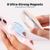 Magnetic Phone Ring Holder with Adjustable Kickstand, Compatible with iPhone 15/14/13/12, Brooch Design with Glitter Surface, Includes Adapter Ring (Metallic Silver & Sparkling Beige)