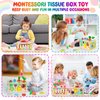 Toddlers Montessori Toys for 3 Year Old Boys Girls, Wooden Baby Tissue Box Toys for Ages 3-4 Kids, Activity Cube|Sensory Toys for Toddlers 3-4, Halloween Christmas Birthday Gifts for 36+ Months