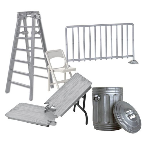 Set of 5 Wrestling Action Figure Accessories [Solid Silver Edition] for Wrestling Action Figures