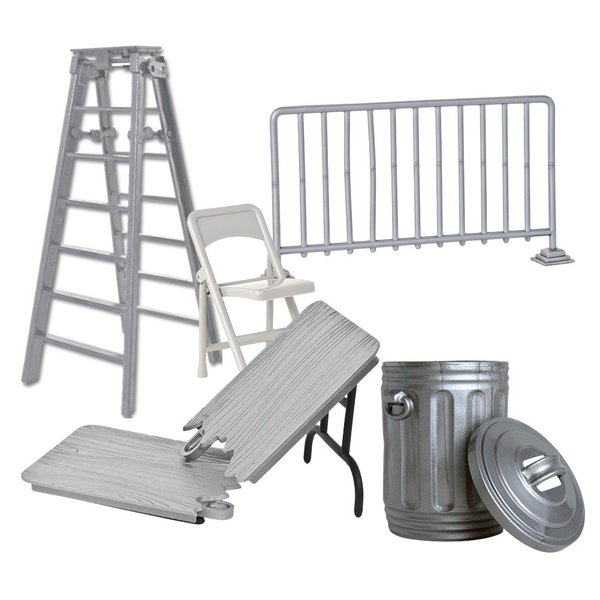 Set of 5 Wrestling Action Figure Accessories [Solid Silver Edition] for Wrestling Action Figures
