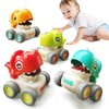 KANG DI LA Dinosaur Car Toys for Toddlers 1-3, Press and Go Racing Cars Set, Baby Toys 18 Months, Whistle Vehicles for 1 Year Old Boys Girls, Baby Christmas Birthday Gifts