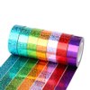 SICCOMA Glitter Prism Tape Strong Adhesive Holographic Sparkle Washi Tape Reflective Glitter Sparkle Tape Sparkle Decorative Tape Sparkle Masking Tape Glitter Crafting Tape (8 Rolls, 0.6in x16.5ft)