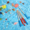 Sumind 6 Pcs Magnetic Fishing Pole Wooden Magnetic Fishing Rods with Magnet Hooks Christmas Fishing Game Toy Gifts for Birthday Party(Red, Blue,Column, Hook)