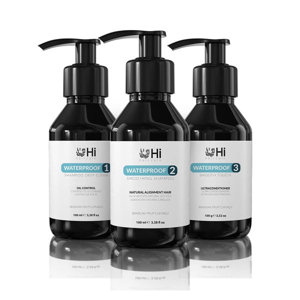 Hi Hair Care Waterproof Hair Treatment Mini Kit - Intensive Repair & Nourishment - Brazilian Keratin, Anti Frizz - 3 Steps Queratina Brasileña - VEGAN, Cruelty-Free - For All Hair Types