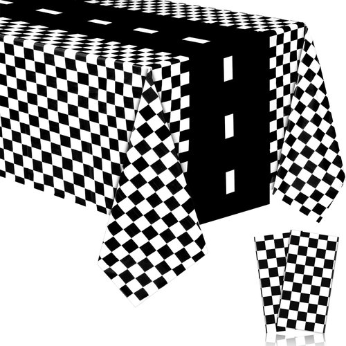 Irenare 2 Sheets Car Birthday Party Supplies Racing Party Decorations Road Tablecloth Racetrack T...