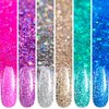 BURANO Chrome Glitter Gel Nail Polish Set - Sparkly Diamond Platinum Glitter Gel Nail Polish, Silver Pink Purple Blue Gel Polish Kit UV LED Soak Off DIY Gel G8-13
