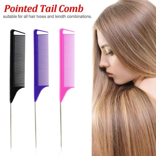 Purple Fine-tooth Metal Portable Rat Tail Comb - Hairdresser's Hair Styling Tool for Beauty,Rat Tail Comb Fine Pro Tail Combs Rat Tail Carbon Hair Combs,Styling Tools and Appliances