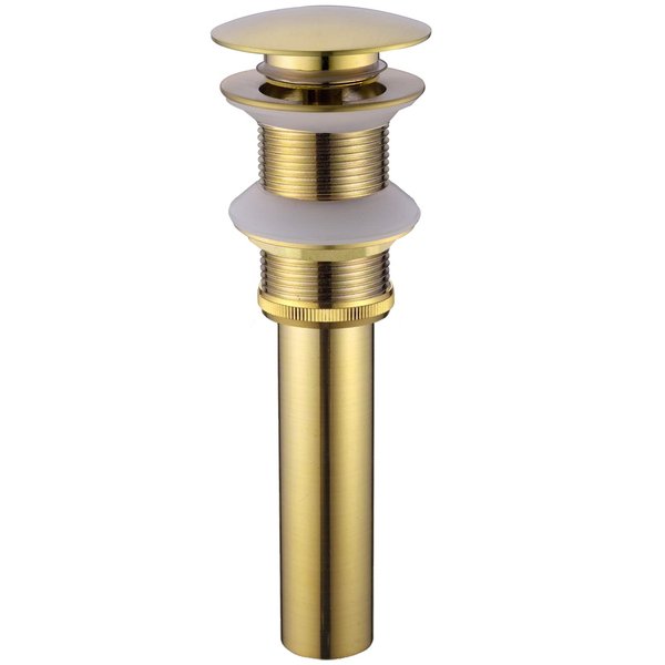 TRUSTMI Brass Pop Up Sink Drain Stopper with overflow Bathroom Faucet Vessel Vanity Sink Drainer, Brushed Gold