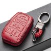 Vitodeco Genuine Leather Smart Key Fob Case Cover Protector Compatible with RAM 1500, RAM 2500, RAM 3500 2019 - 2024 (6-Button, Red)