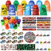 122 PCS Race Car Party Favors, Racing Birthday Party Favors with Pull Back Cars Drawstring Bags Slap Bracelet Keychain Stamper Tattoo Stickers, Racecar Theme Party Supplies Goodie Bag for Boys Kids