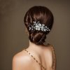 LOVFOIVER Rhinestone Wedding Hair Comb Pearls and Crystal Bridal Hair Piece Wedding Flower Hair Accessories for Women and Girls