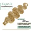 16" Tape in Hair Extensions Remy Hair Platinum Blonde 20pcs/30grams Seamless SKin Weft Tape ins Blond Human Hair Extensions for Women, 613