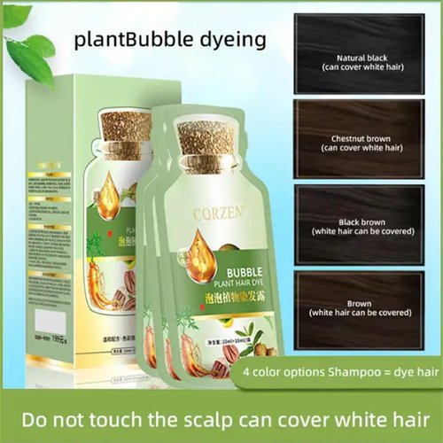 YG LianKai Natural Plant Hair Dye, New Botanical Bubble Hair Dye 20ml 10Packs/Box, Pure Plant Extract for Grey Hair Color Bubble Dye, Color Conditioner Shampoo (Natural Black)