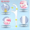 Dental Floss Picks, Flossers Picks for Adult Teeth, Packed in 1pc of Refillable Auto-Ejection-Case and 3pcs of Portable Cases, Hygienic Convenient, Smart Buy, 442pcs (White)